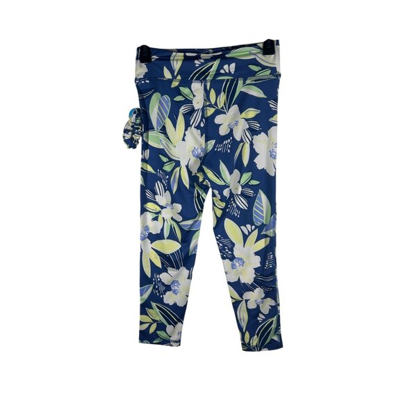 Liberty & Valor‎ Floral Leggings Girls Large Tropical Blue Polyester/Spandex NEW - Picture 2 of 9